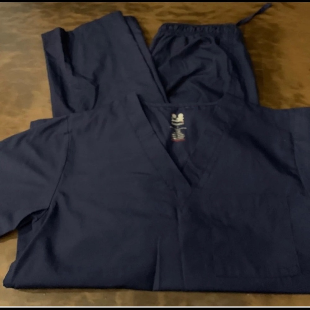 Navy Blue Scrub Top and Pant Set